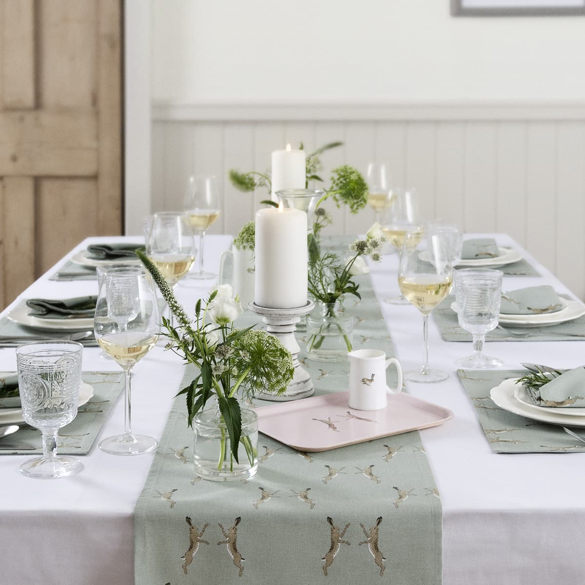 Boxing Hares Table Runner
