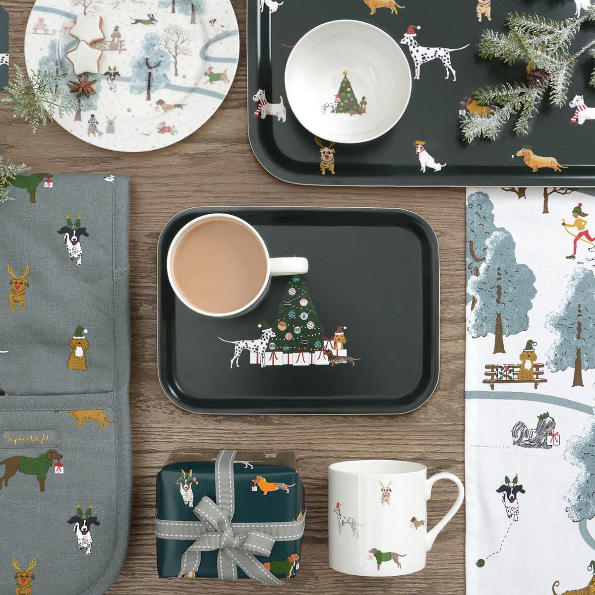 Christmas Dogs Printed Tray
