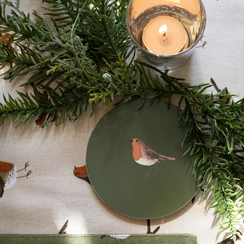 Robin Circular Coasters (Set of 4) by Sophie Allport