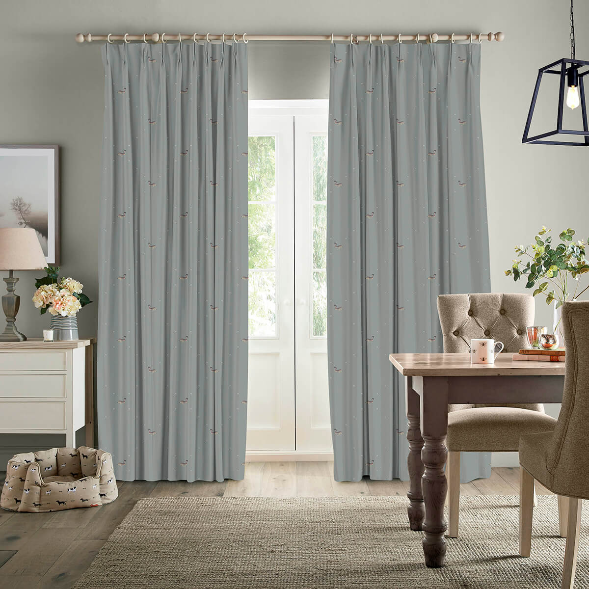 Hare Teal Blue Made to Measure Curtains