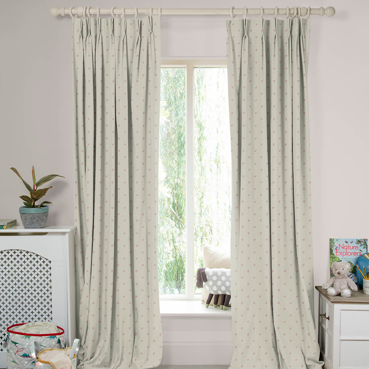 Hearts Blush Made to Measure Curtains
