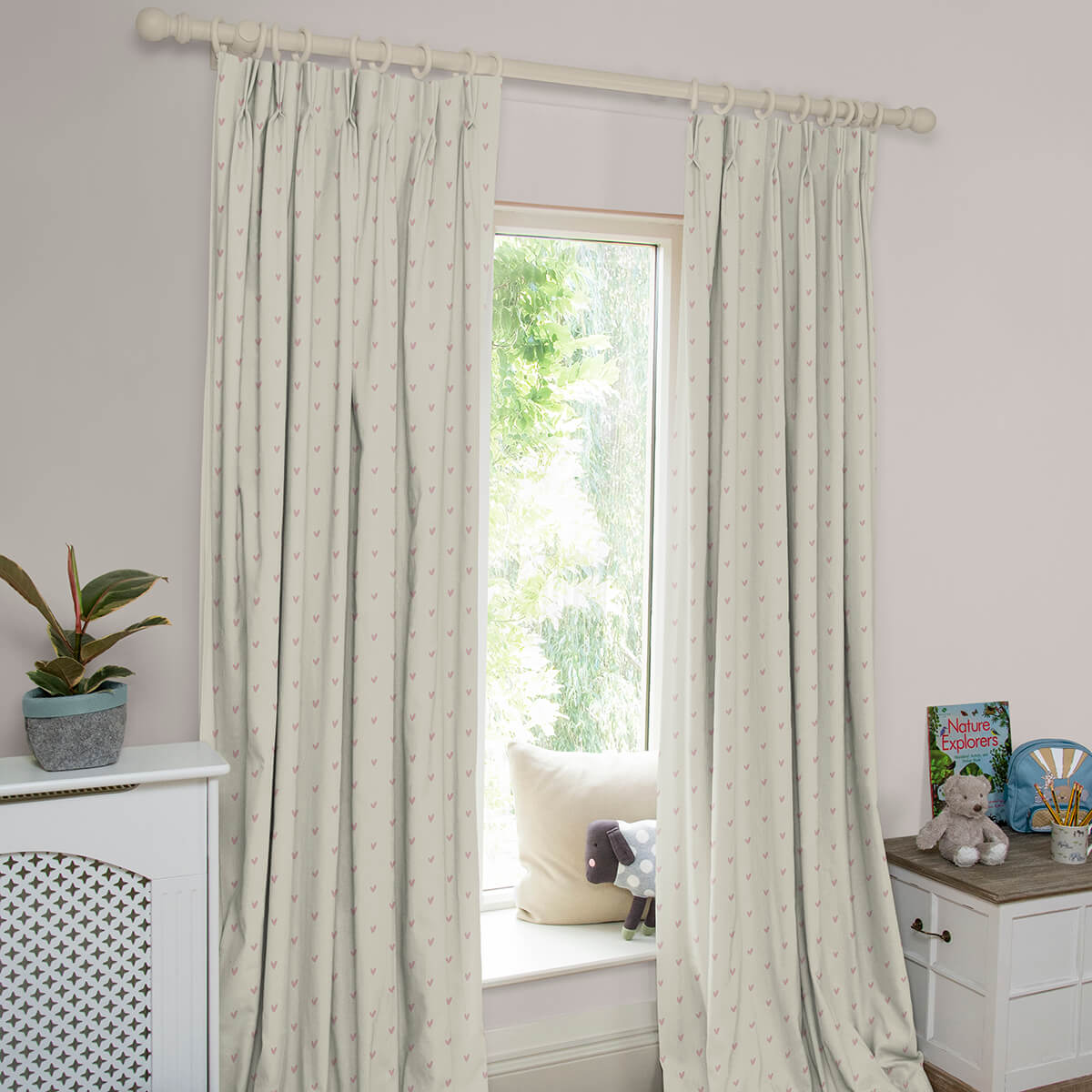 Hearts Blush Made to Measure Curtains