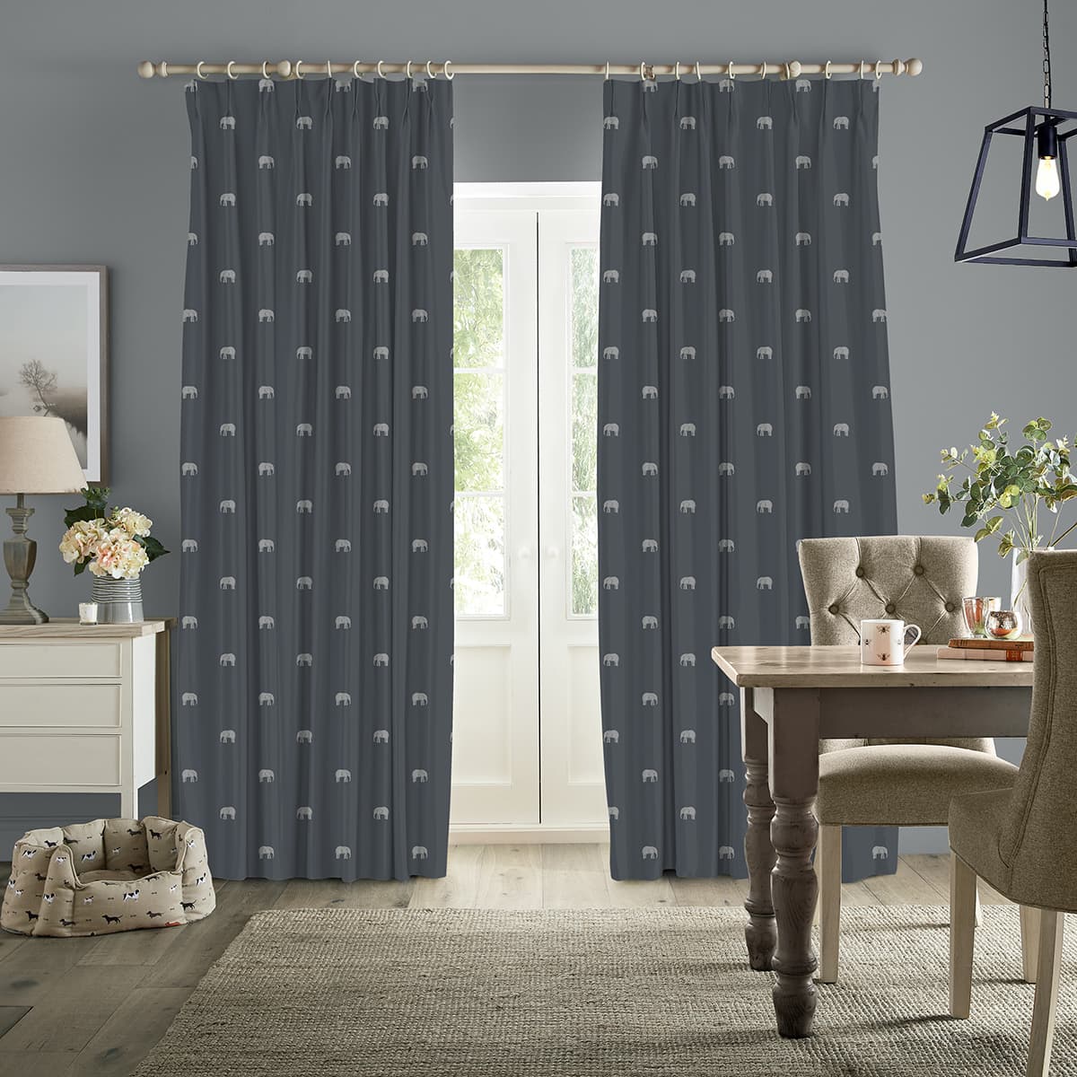 Elephant Deep Navy Made to Measure Curtains