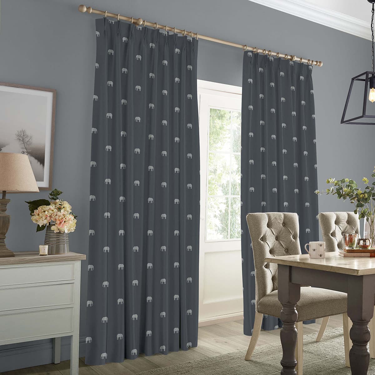Elephant Deep Navy Made to Measure Curtains