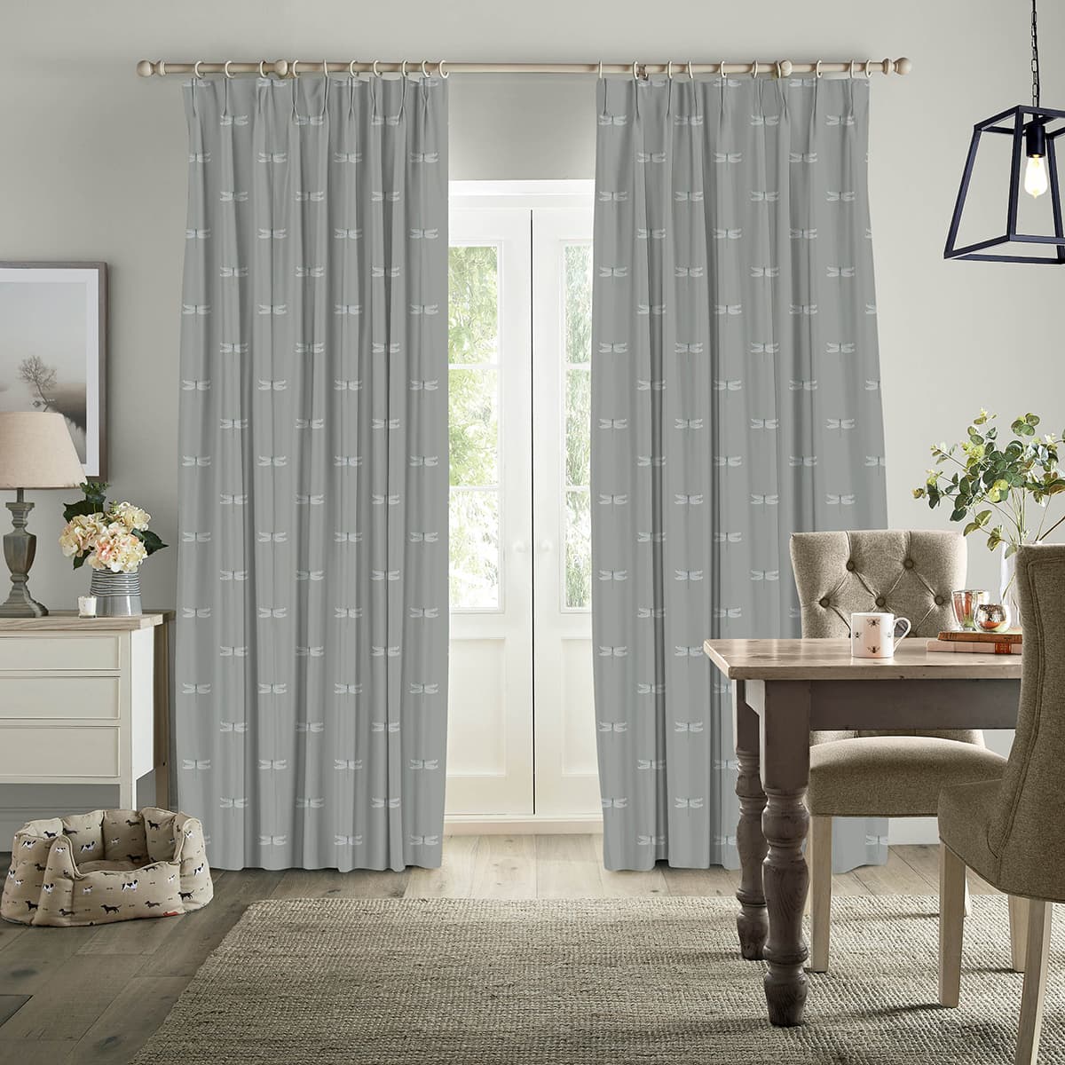 Dragonfly Grey Blue Made to Measure Curtains