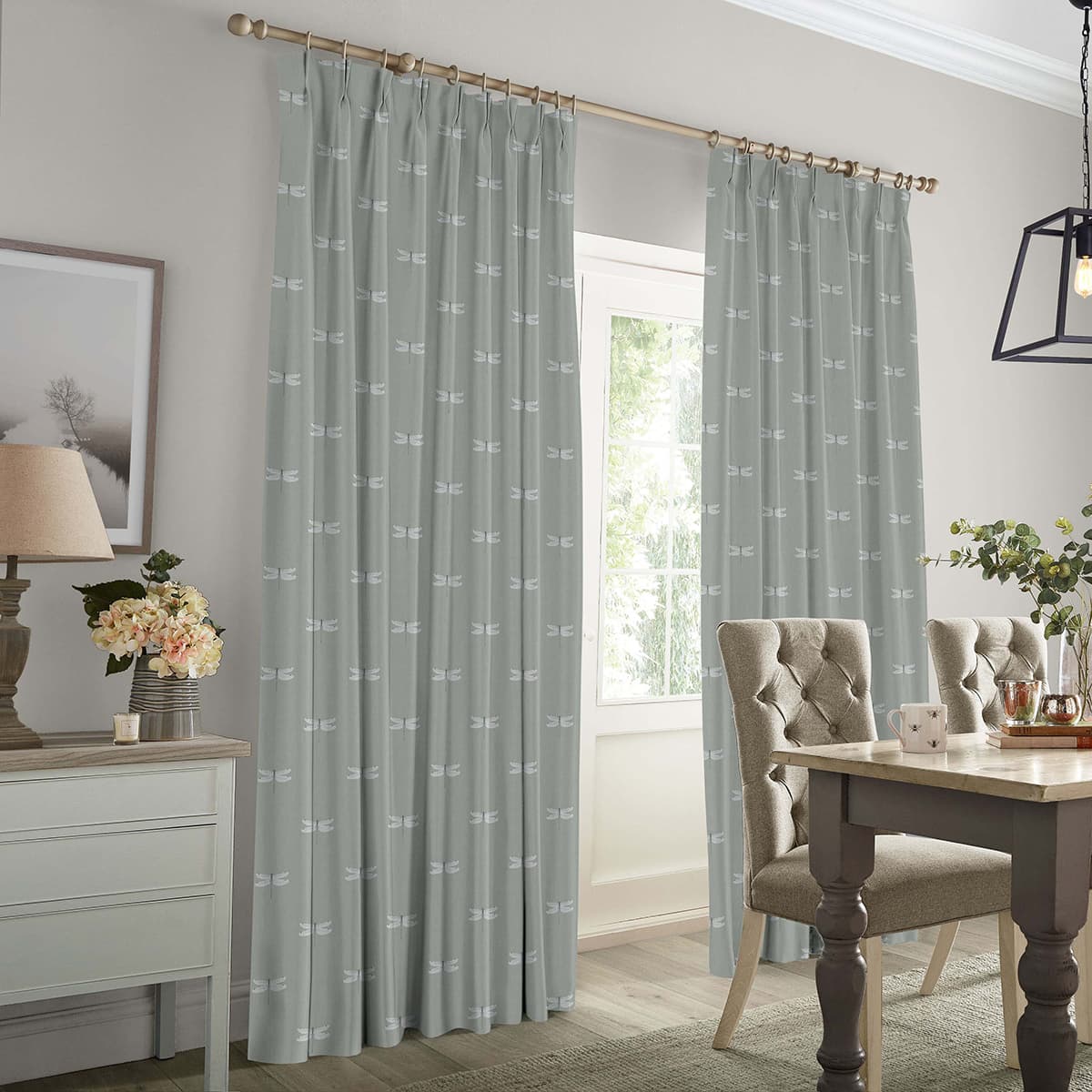 Dragonfly Grey Blue Made to Measure Curtains