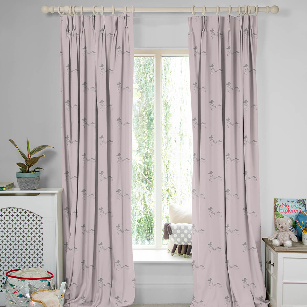 Fairground Ponies Soft Pink Made to Measure Curtains