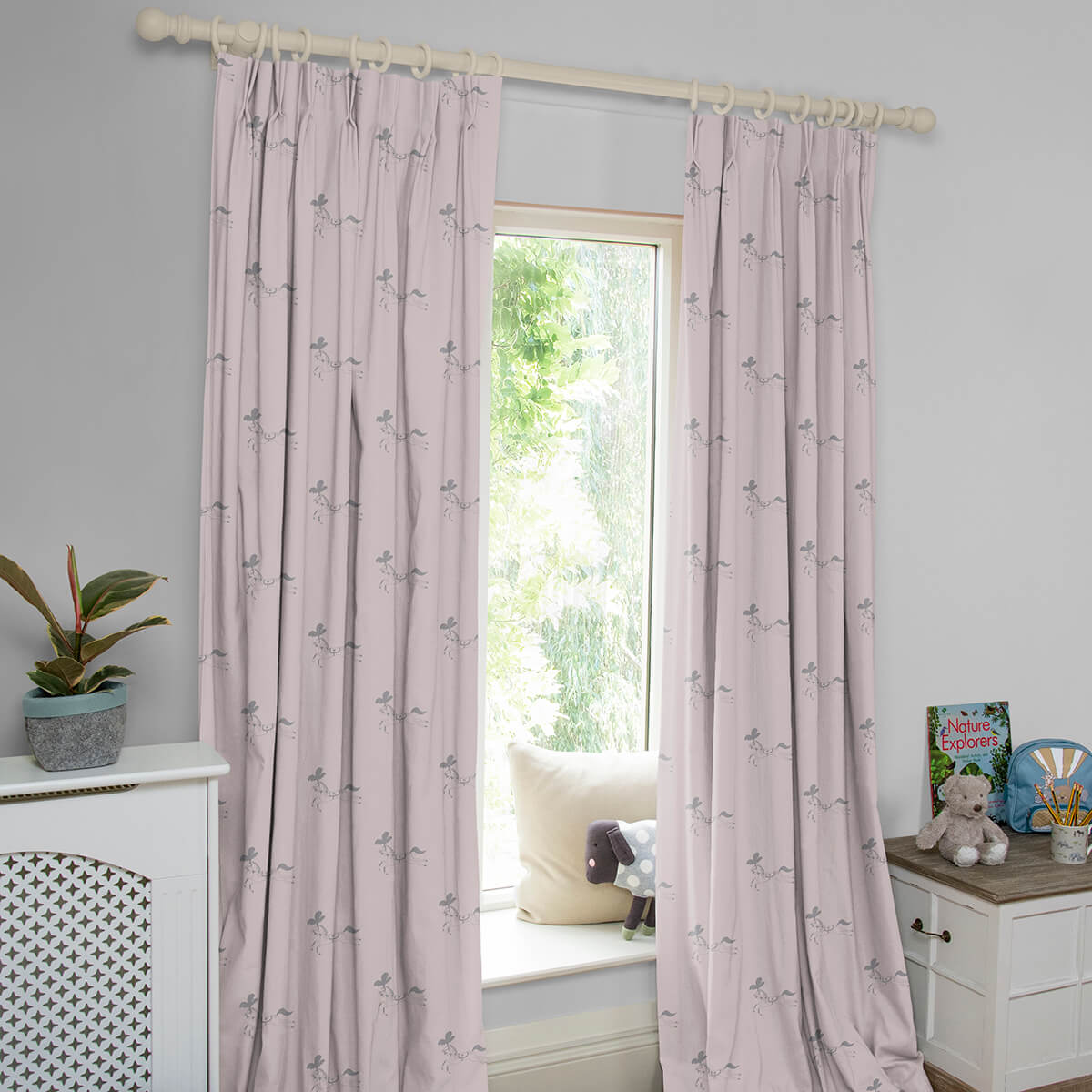 Fairground Ponies Soft Pink Made to Measure Curtains
