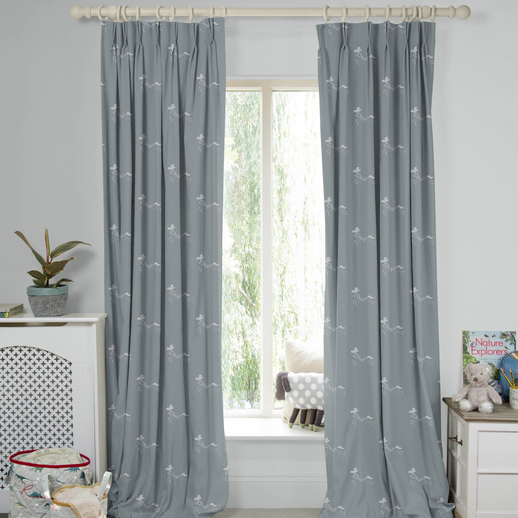Fairground Ponies Teal Made to Measure Curtains