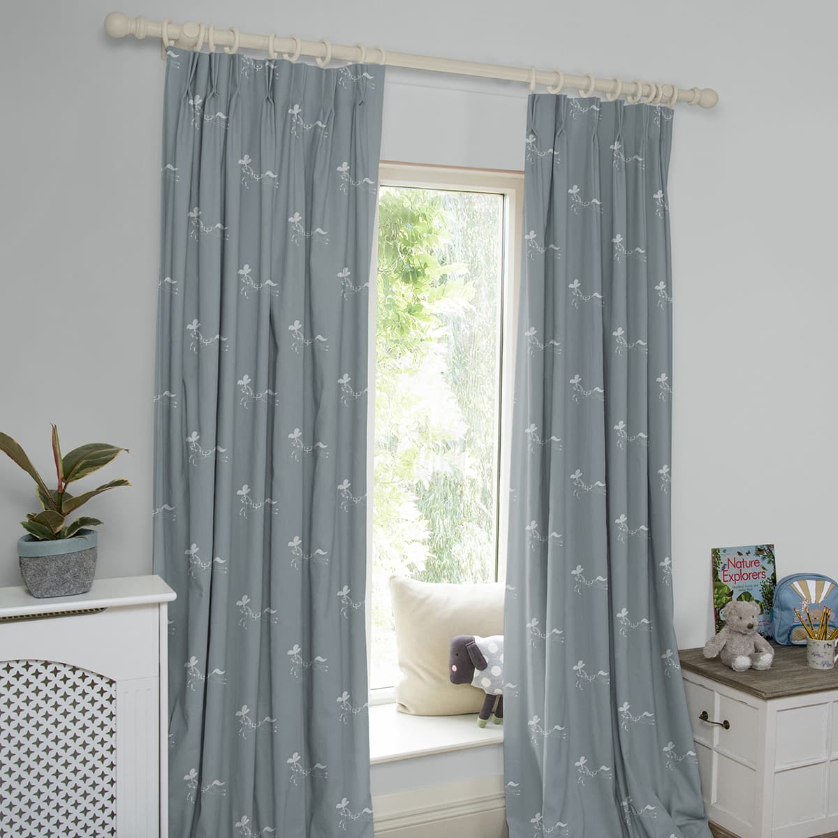 Fairground Ponies Teal Made to Measure Curtains