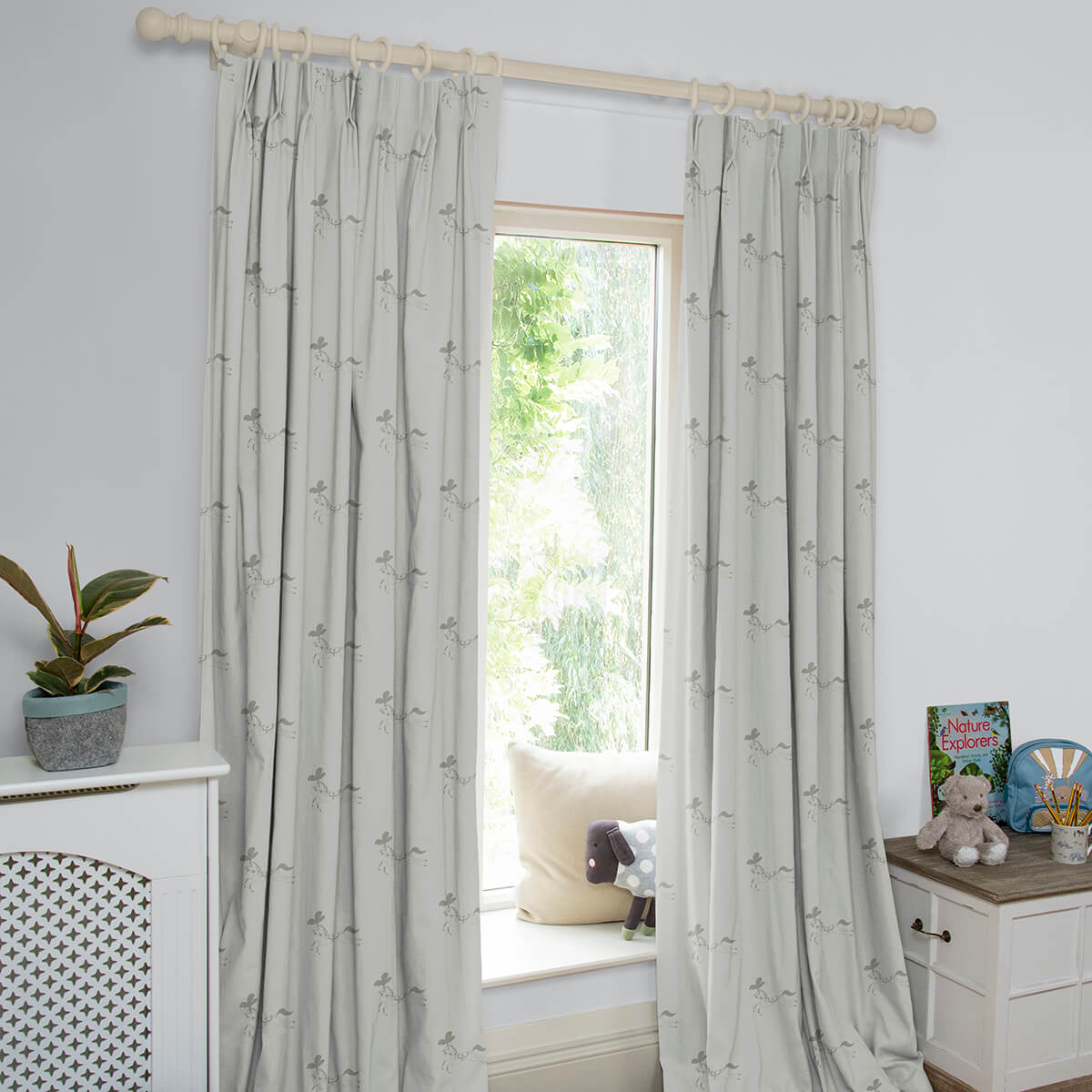 Fairground Ponies Warm Grey Made to Measure Curtains