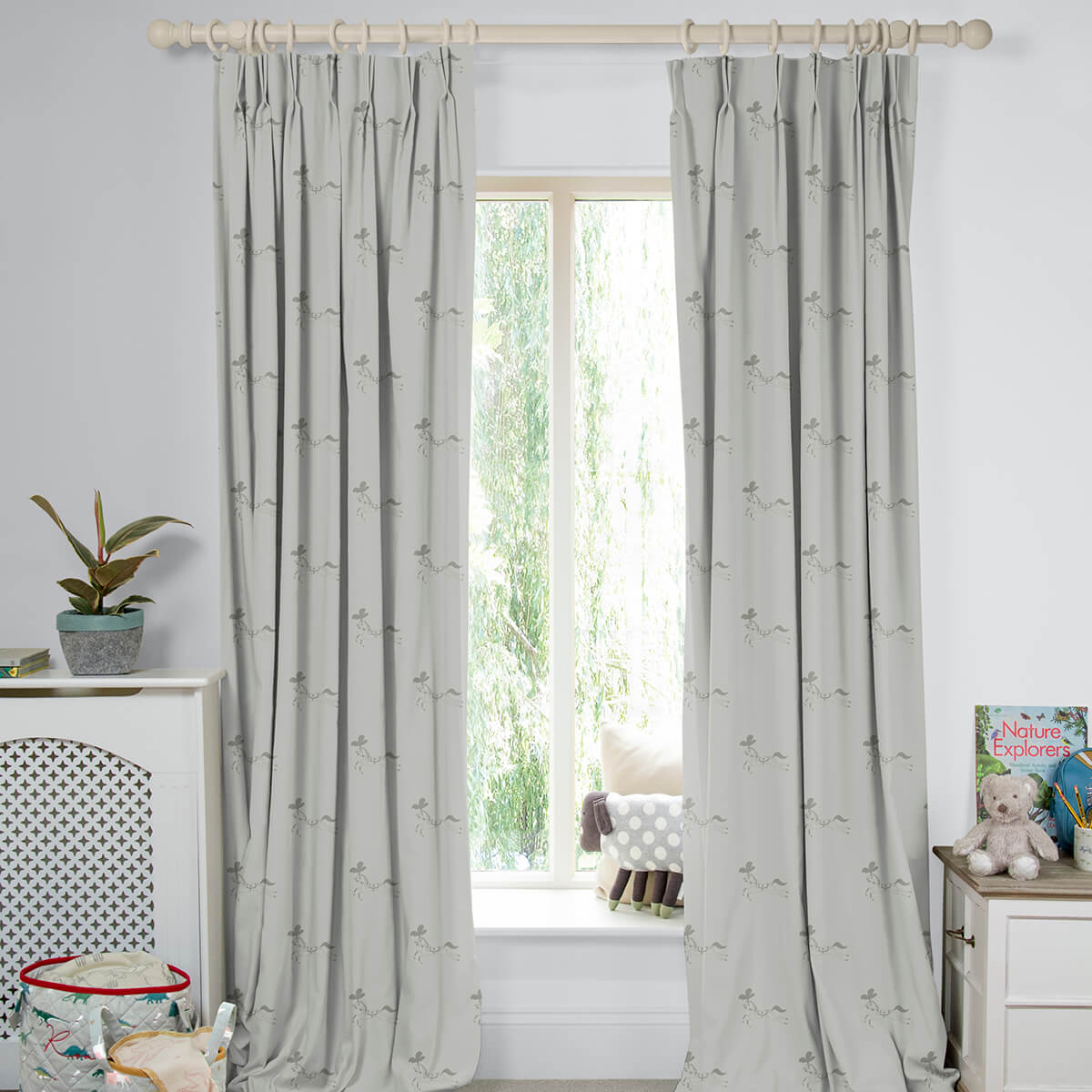 Fairground Ponies Warm Grey Made to Measure Curtains