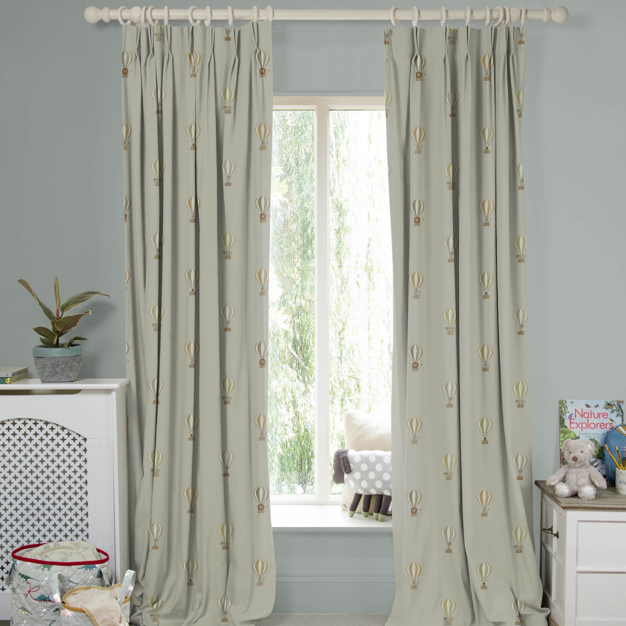 Bears & Balloons Mint Grey Made to Measure Curtains