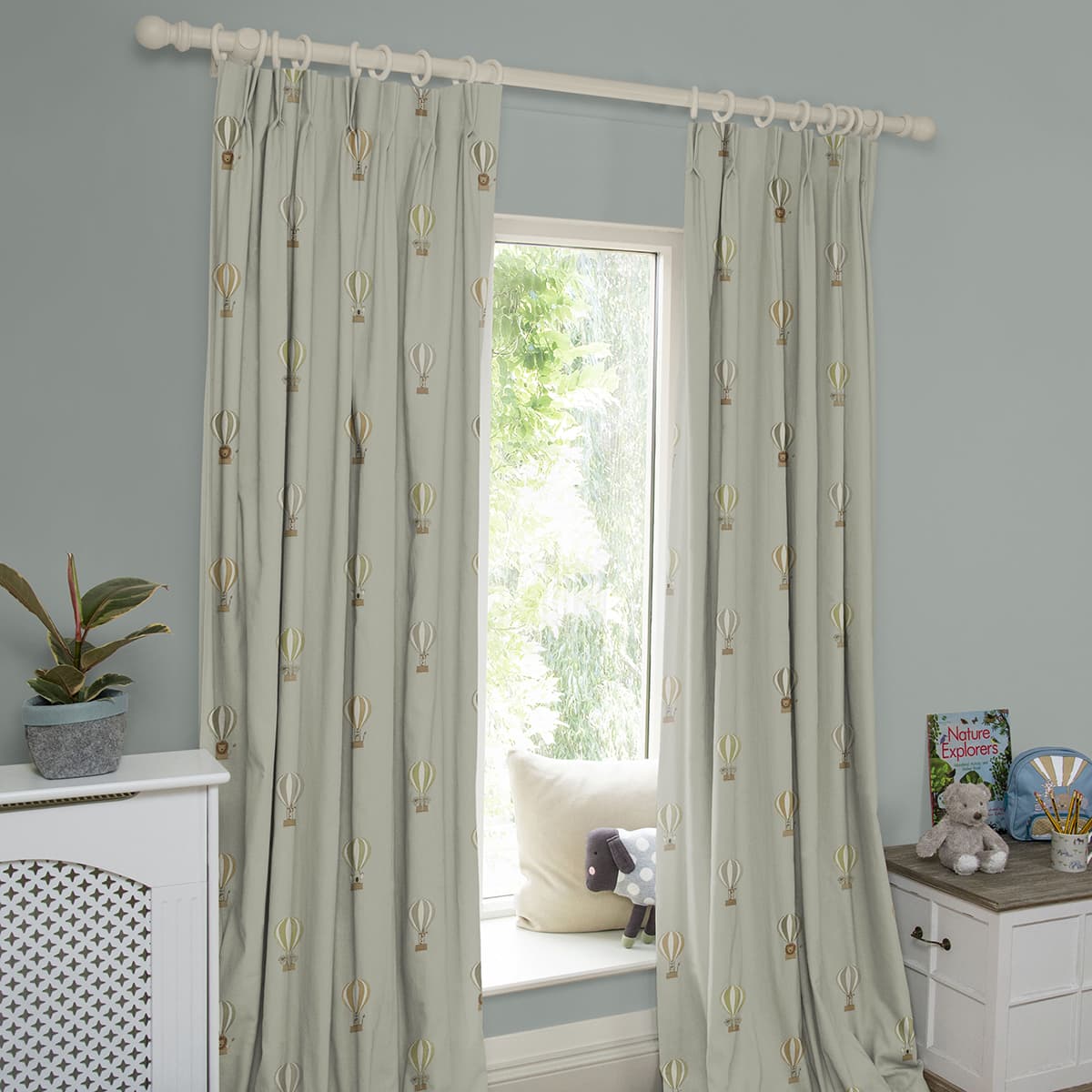 Bears & Balloons Mint Grey Made to Measure Curtains