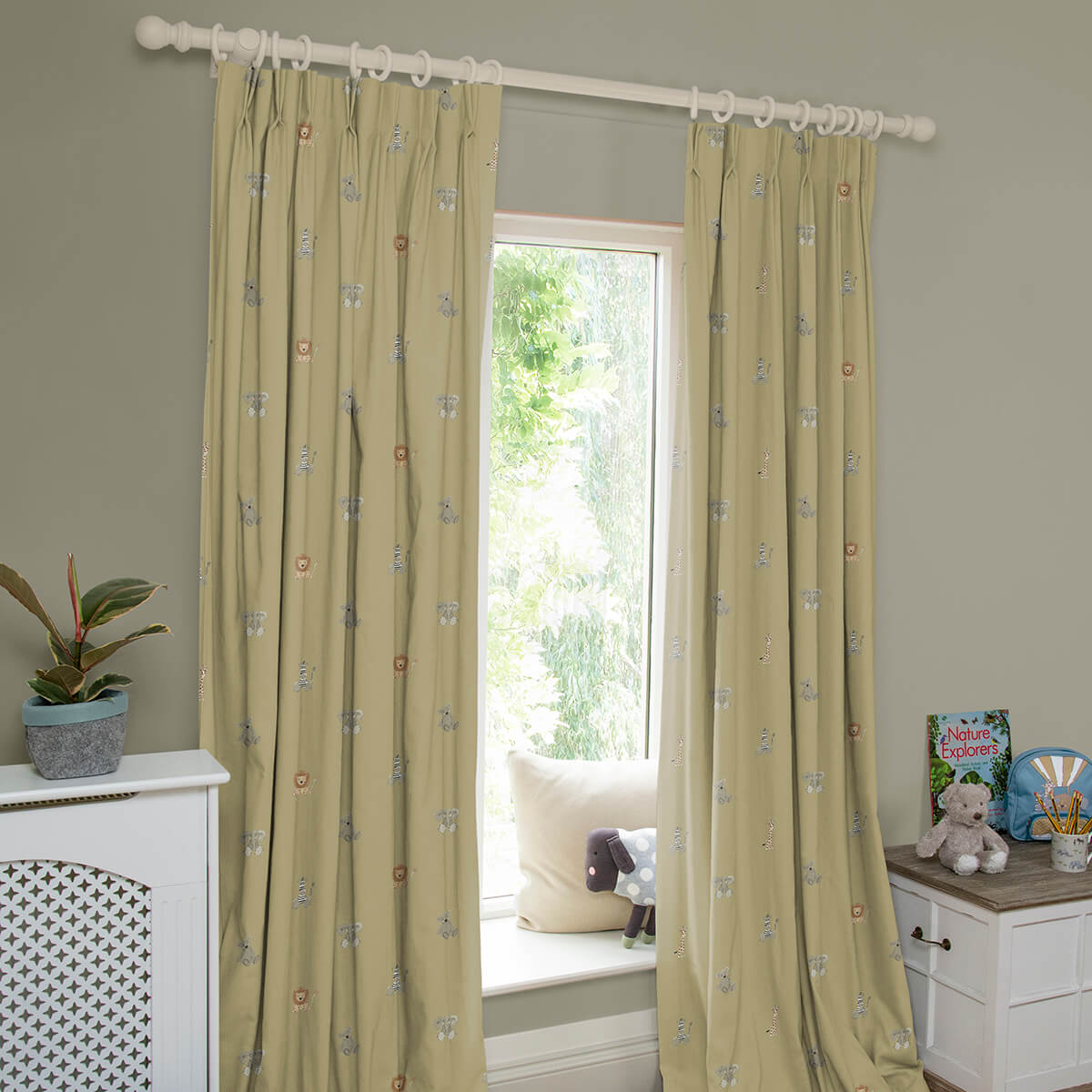 Bears & Balloons Soft Mustard Made to Measure Curtains