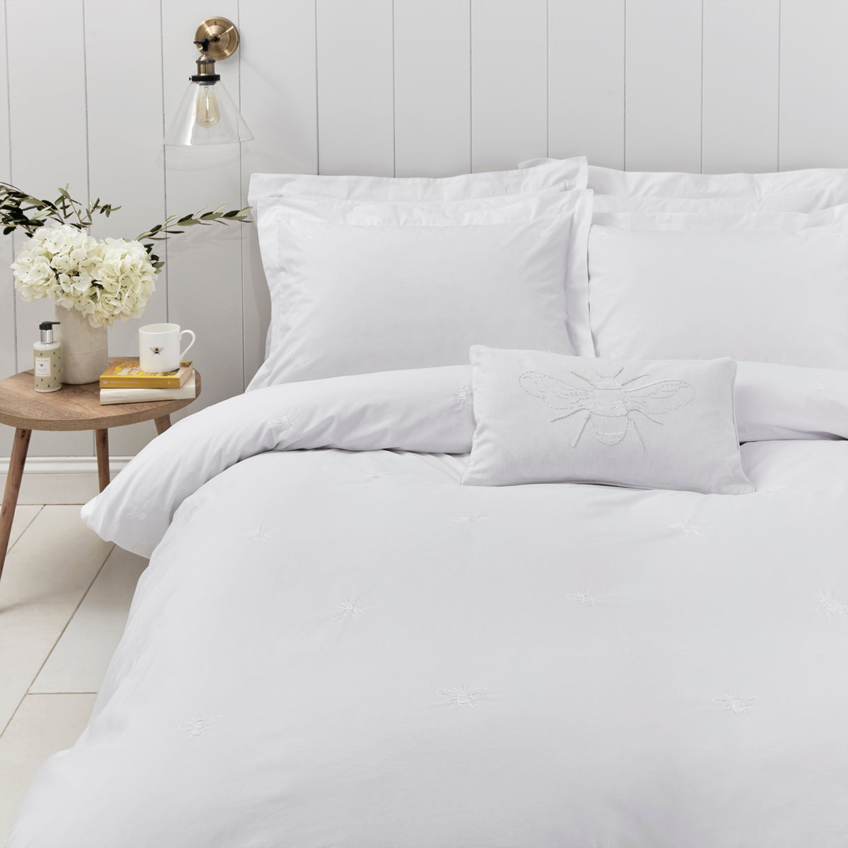 Bees Embroidered Bedding Set by Sophie Allport