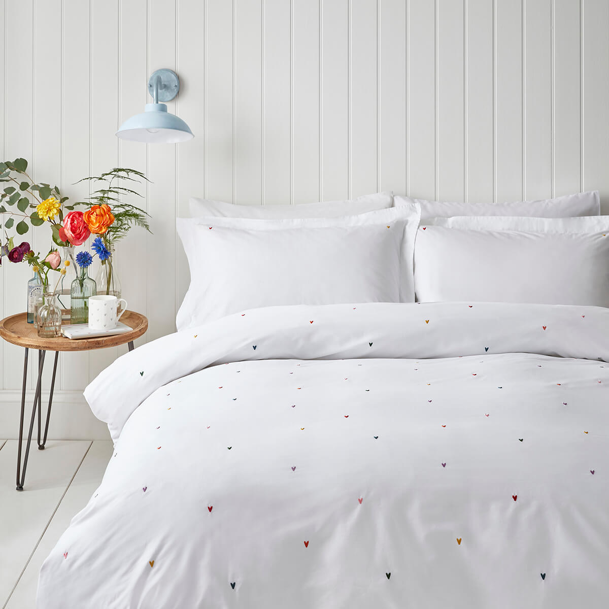 Hearts Embroidered Bedding Set