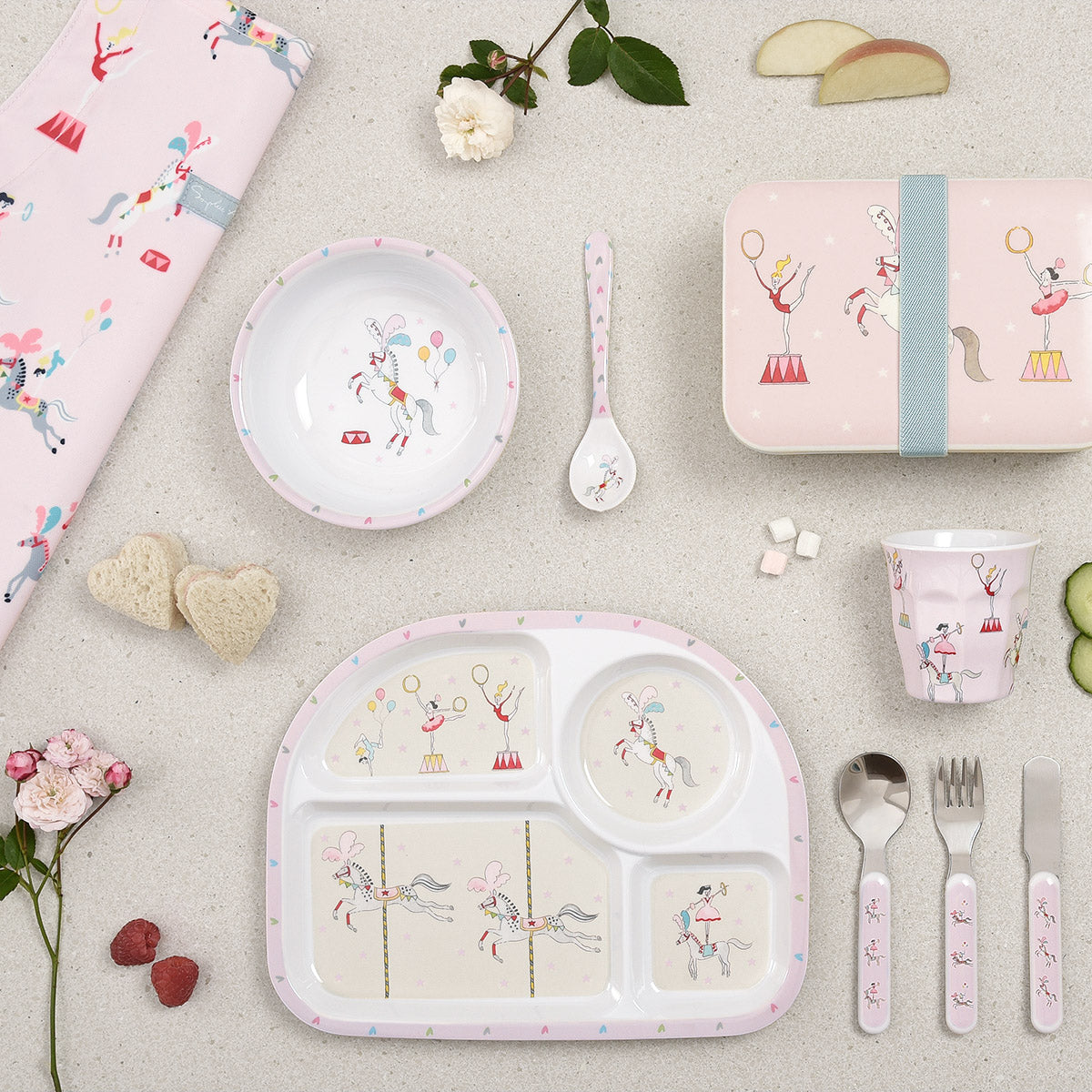 Fairground Ponies Childrens Melamine Cutlery Set by Sophie Allport