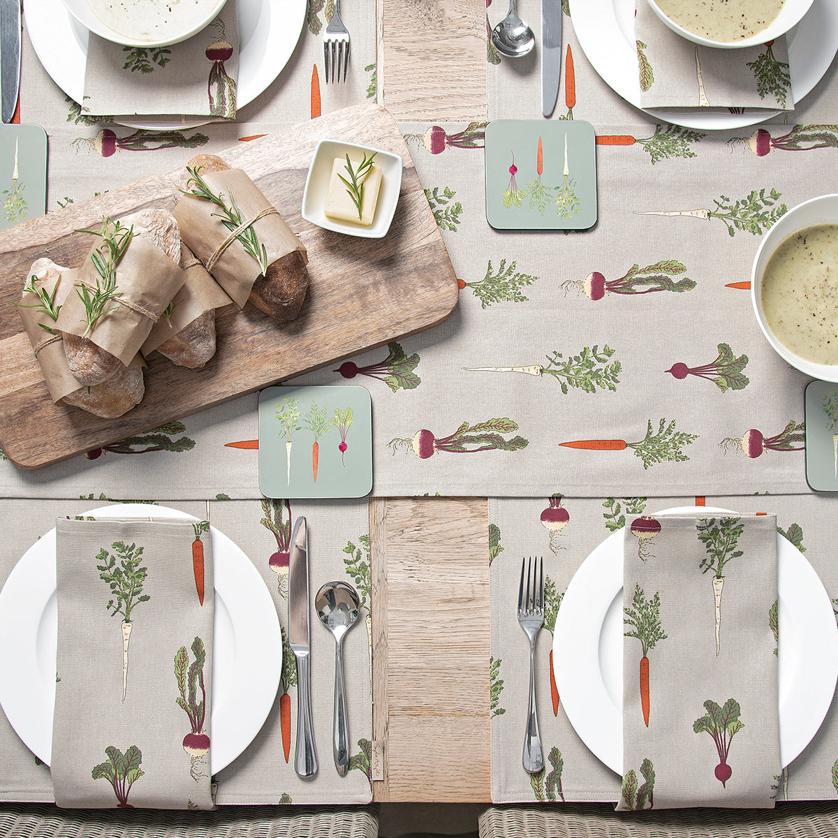 Home Grown Fabric Placemats Table Setting by Sophie Allport
