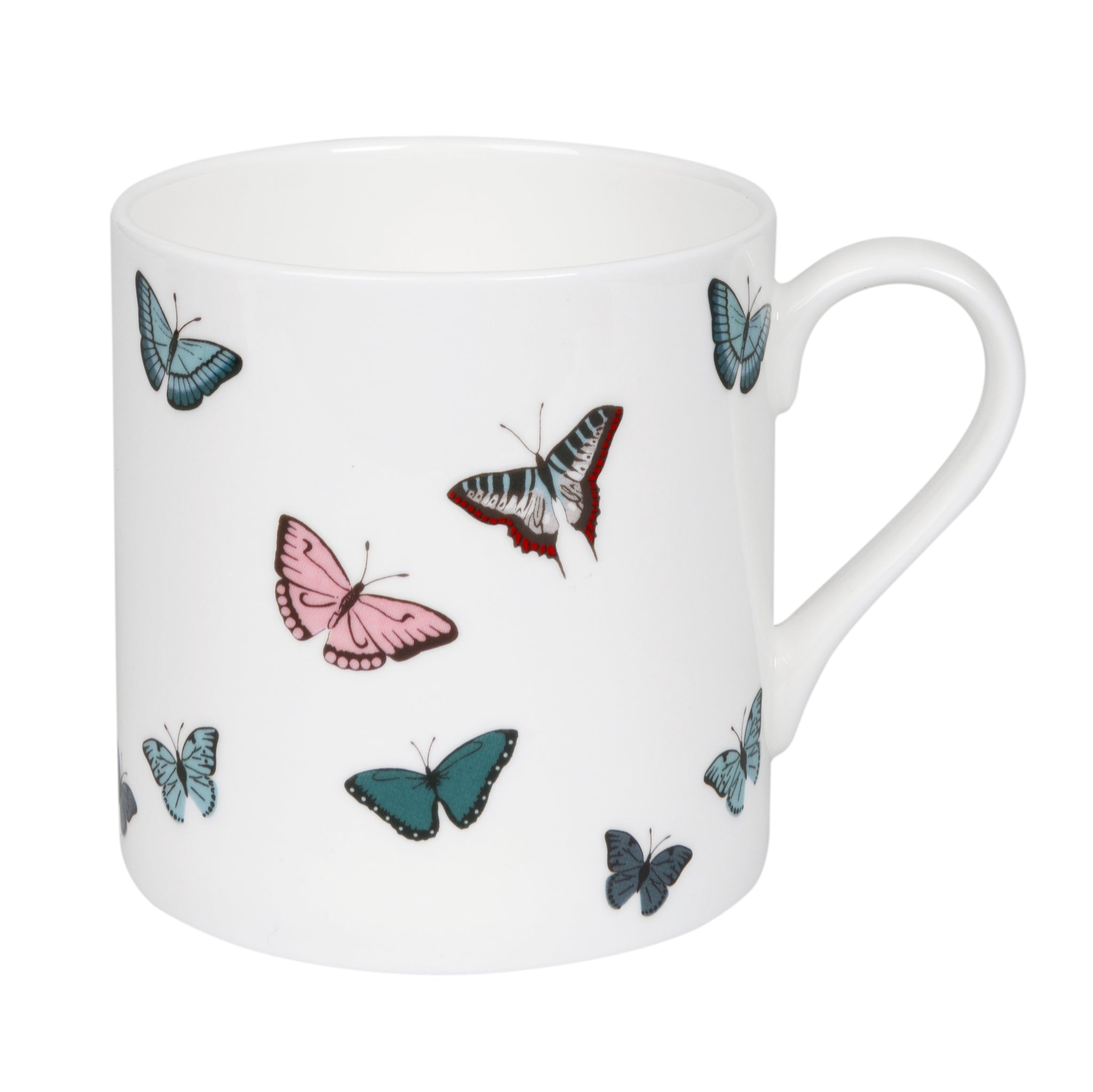 Sophie Allport fine bone china mug covered in colourful butterflies.