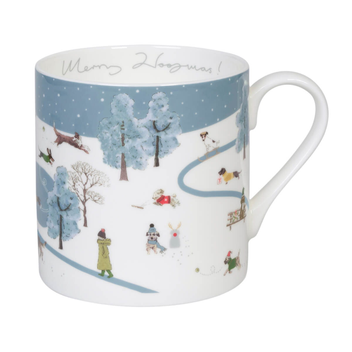 Christmas Dogs Scene Mug Large