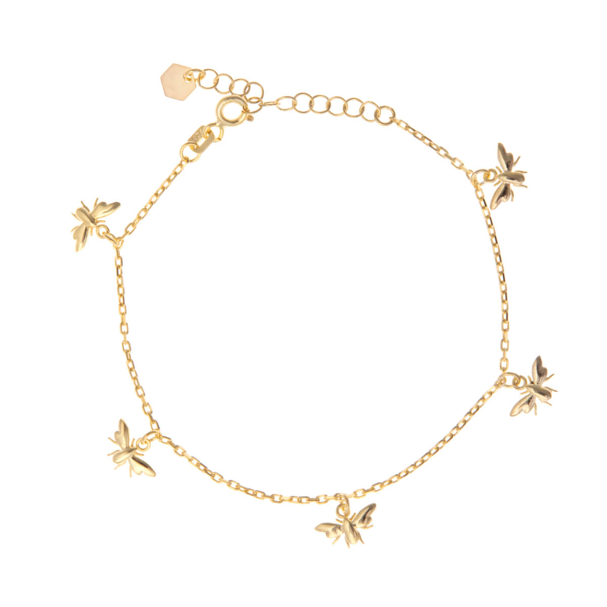 Bees Gold Plated Charm Bracelet