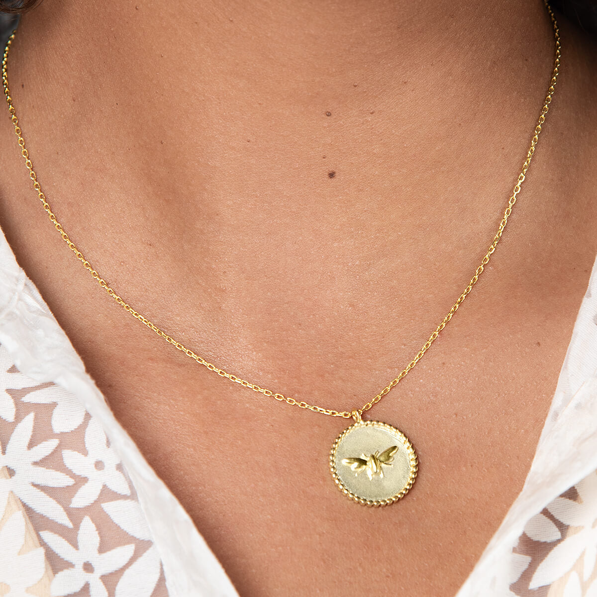 Bees Gold Plated Pendant Necklace