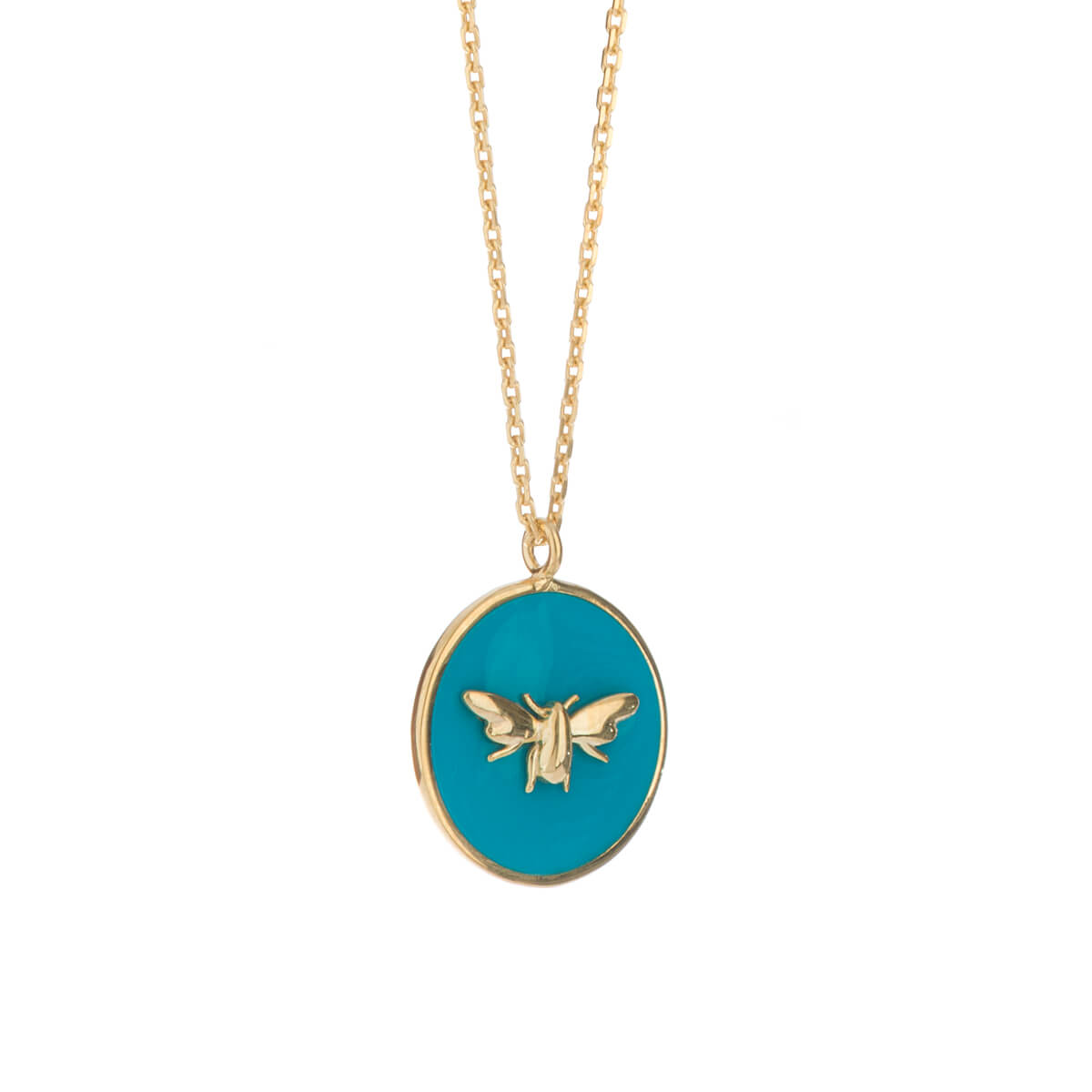 Bees Gold Plated Enamel Pendant Necklace