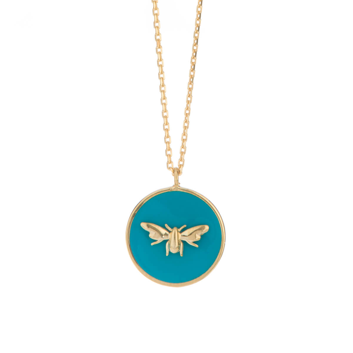 Bees Gold Plated Enamel Pendant Necklace