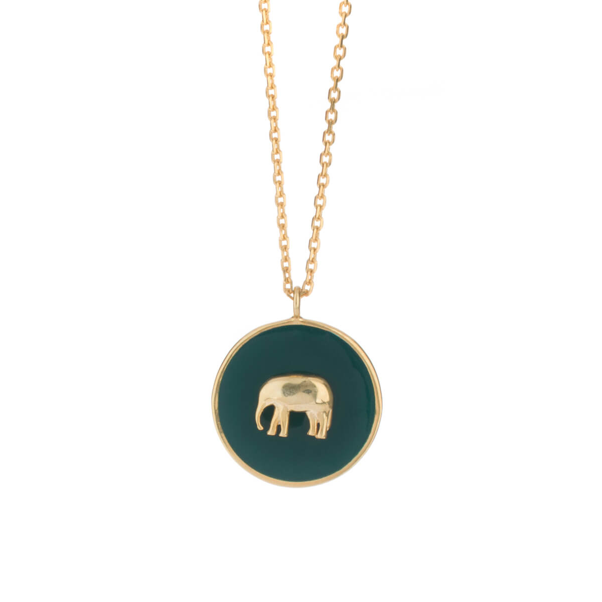 Elephant Gold Plated Enamel Pendant Necklace
