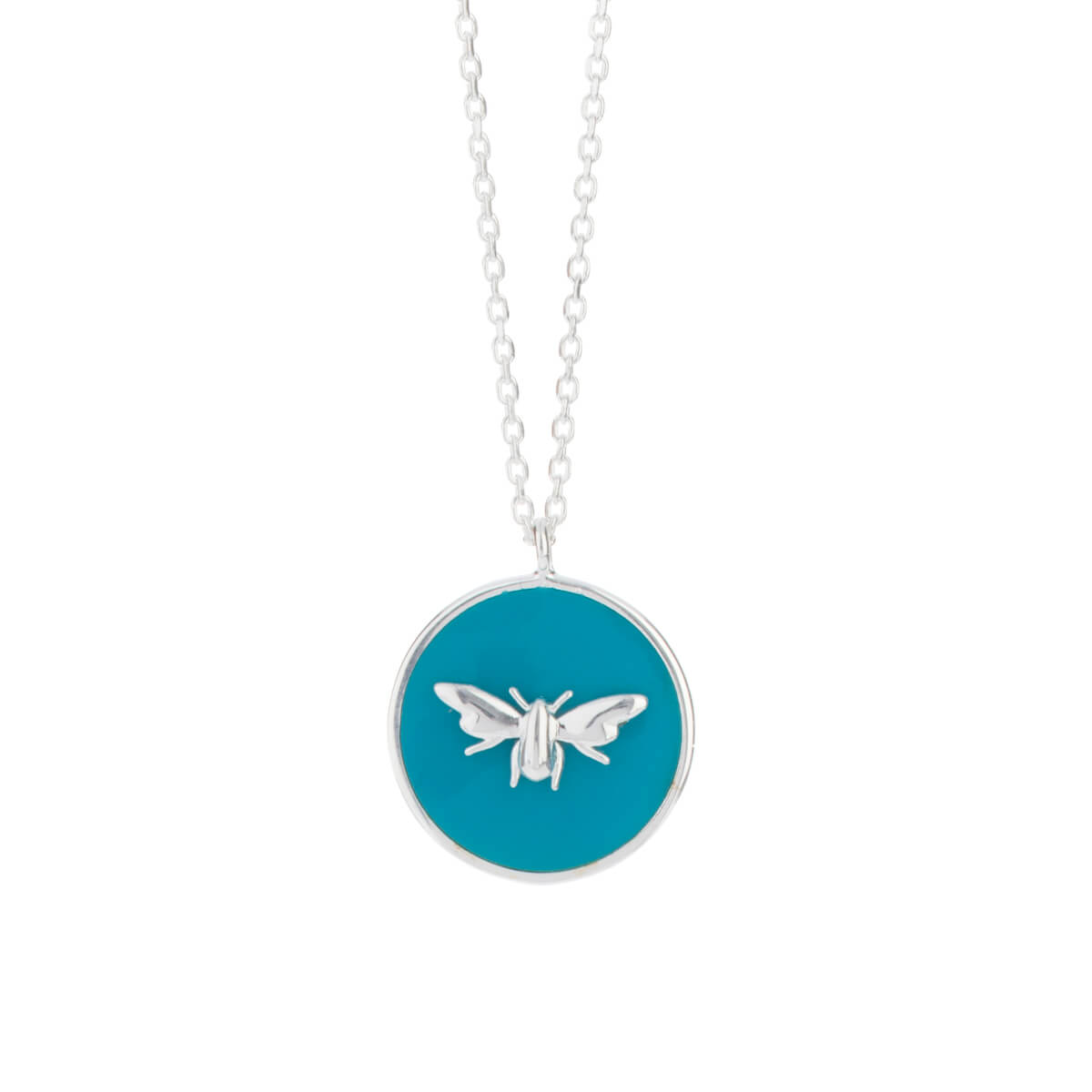 Bees Sterling Silver Enamel Pendant Necklace