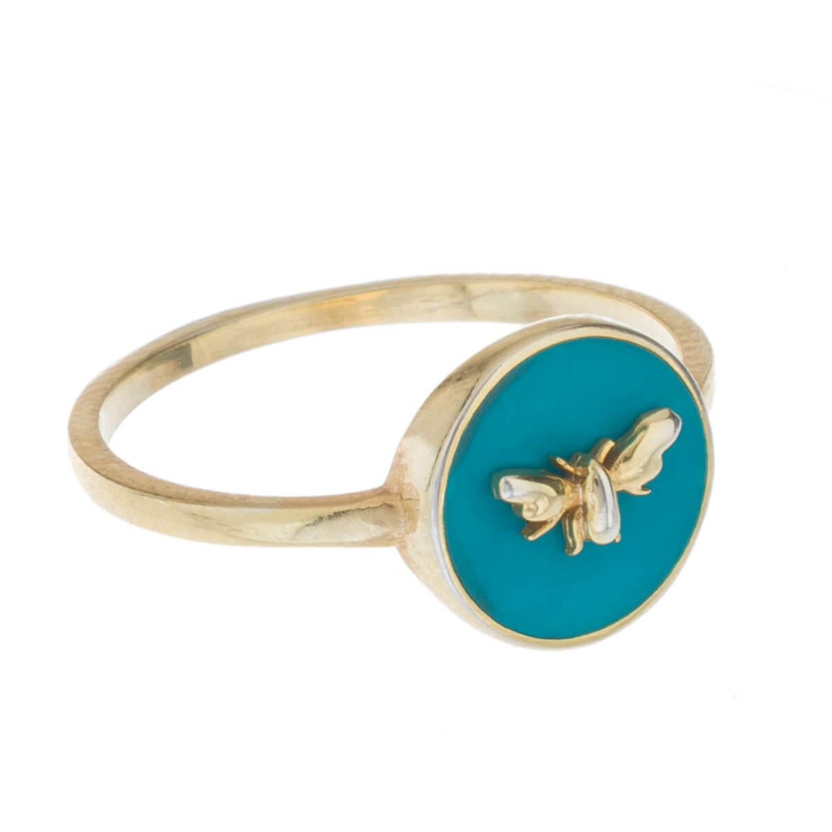 Bees Gold Plated Enamel Ring