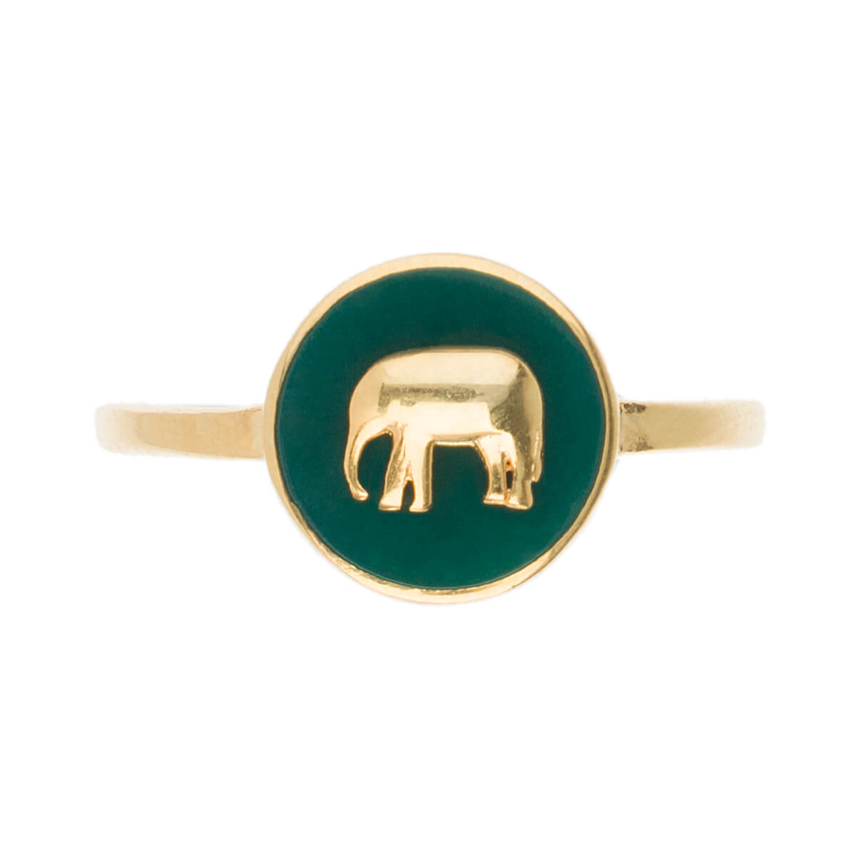 Elephant Gold Plated Enamel Ring