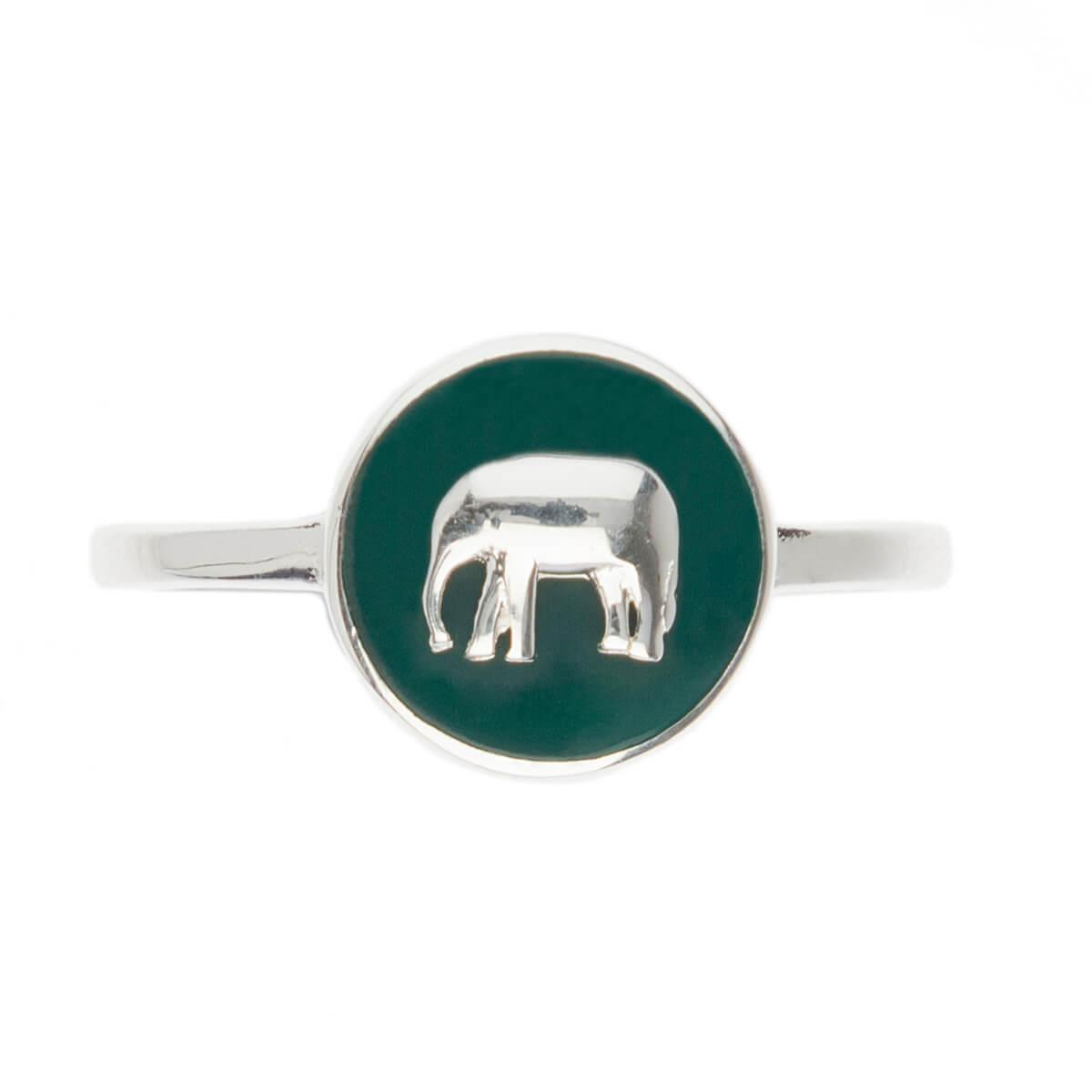 Elephant Sterling Silver Enamel Ring
