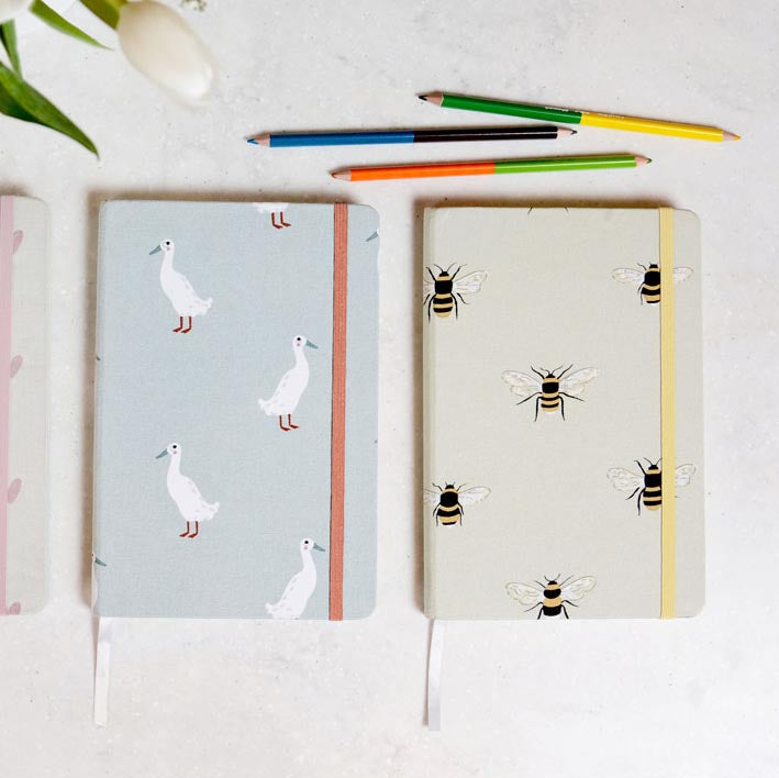 Bees A5 Fabric Notebook