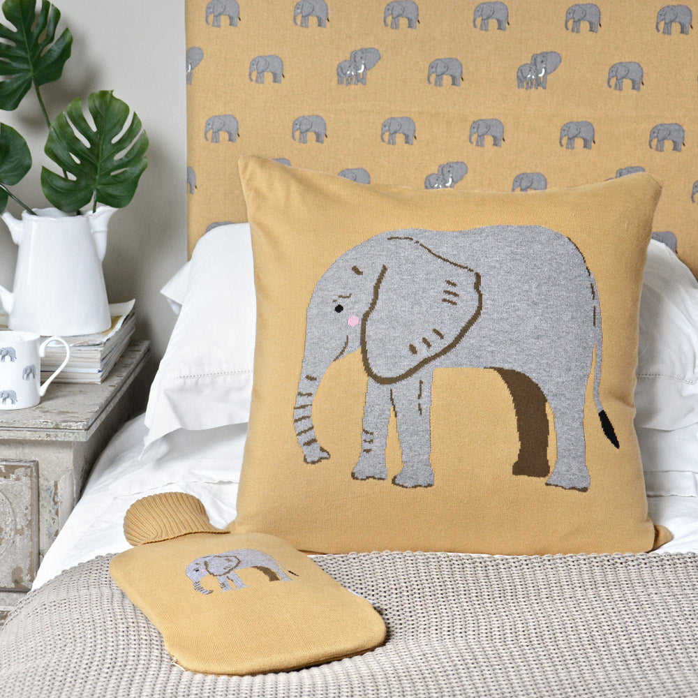 Elephant Knitted Statement Cushion