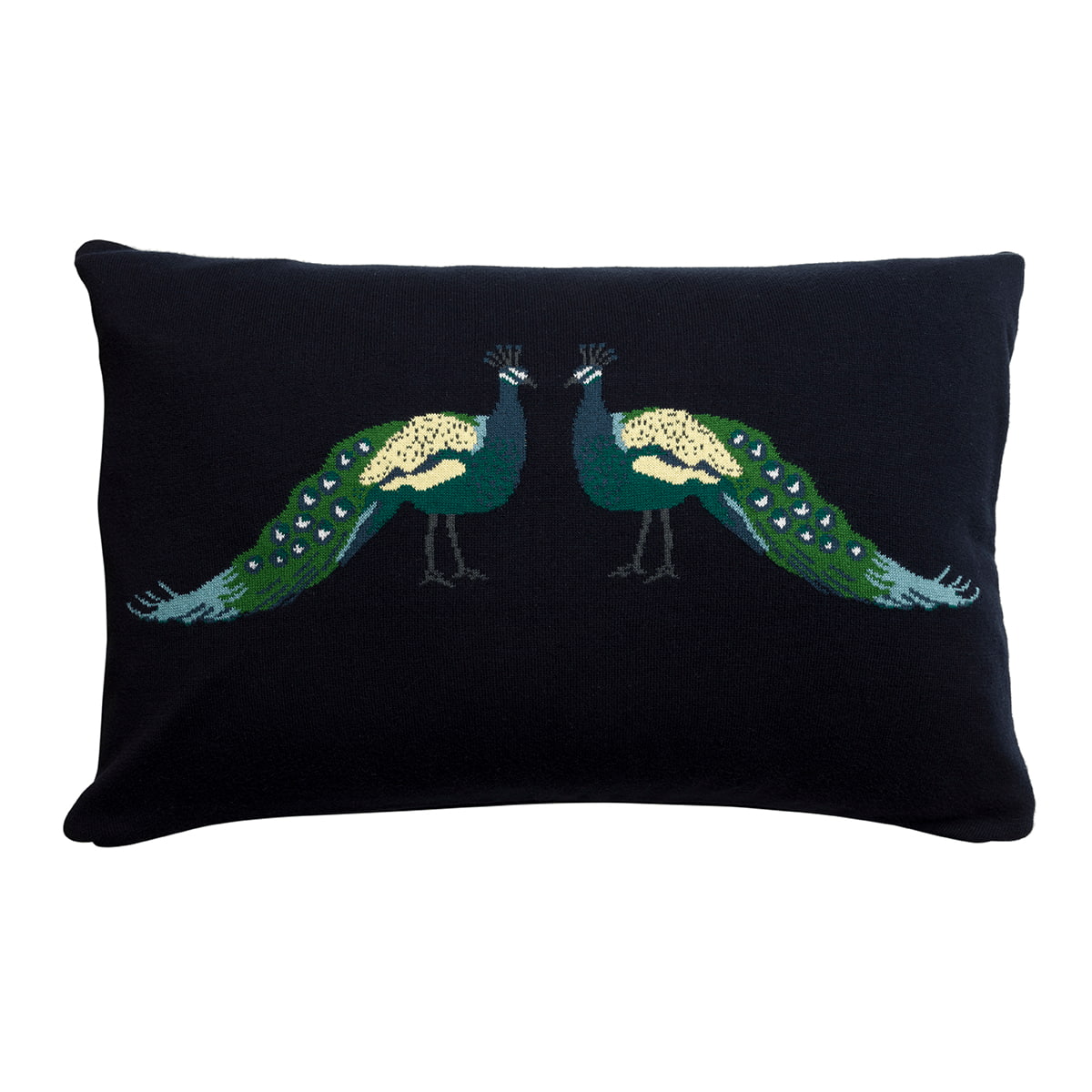 Peacocks Knitted Cushion