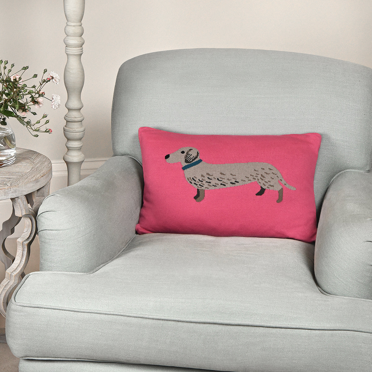 Dachshund Knitted Cushion by Sophie Allport