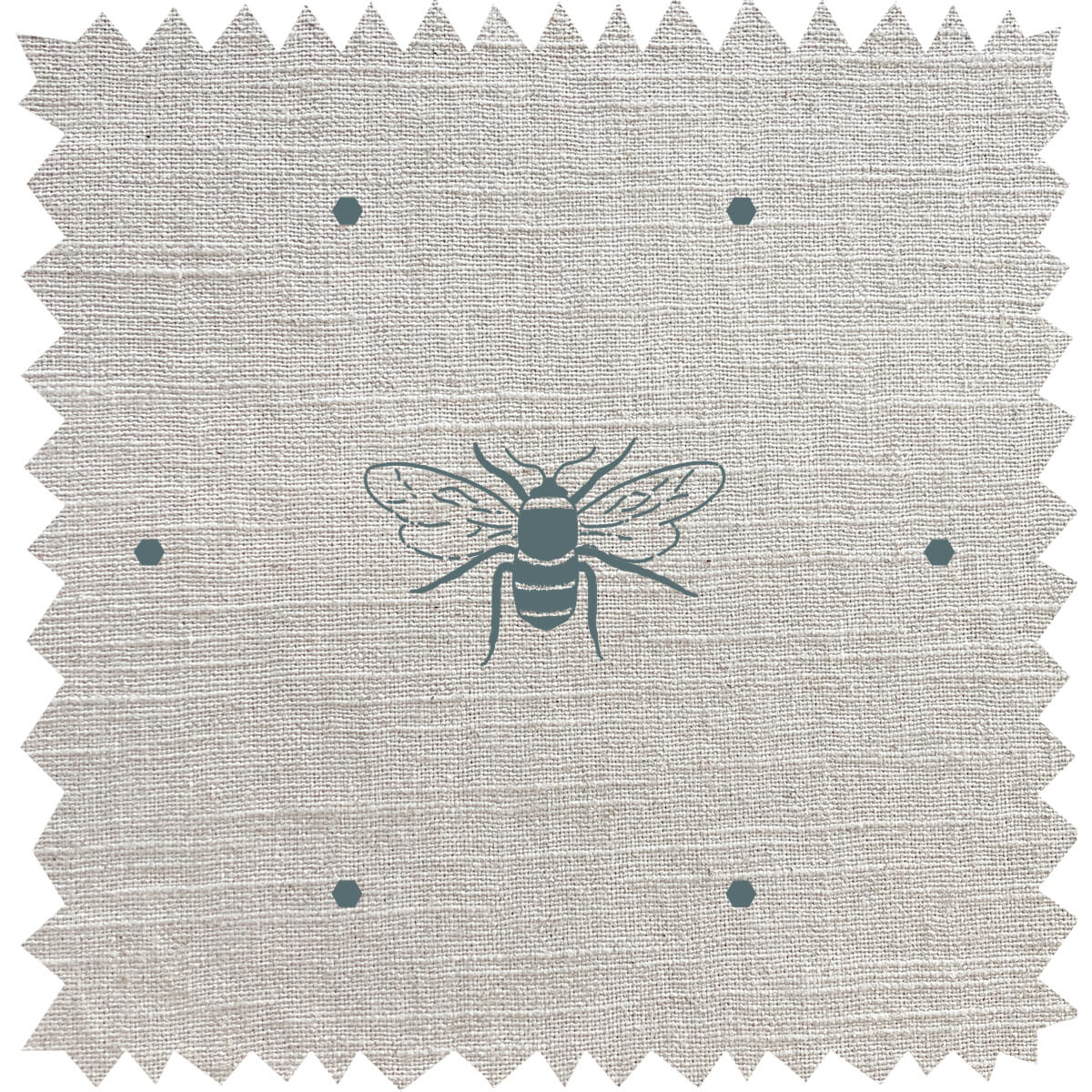Bees Teal Linen Blend Fabric By The Metre