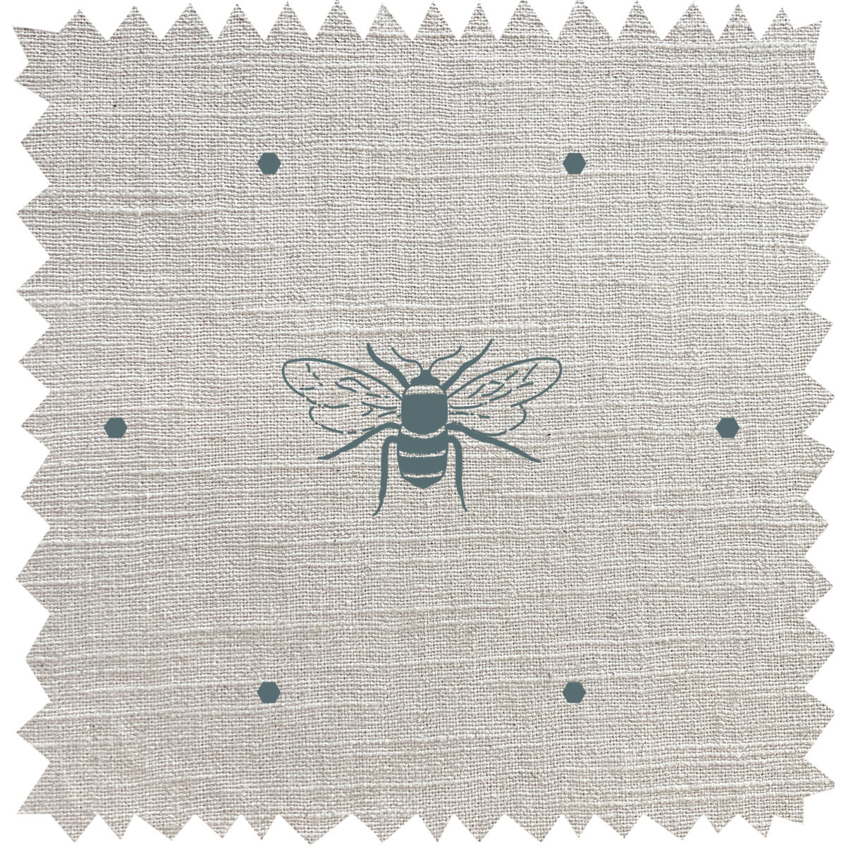 Bees Teal Linen Blend Fabric Sample
