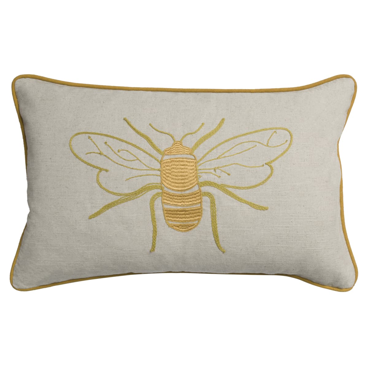 Bees Linen Blend Embroidered Cushion