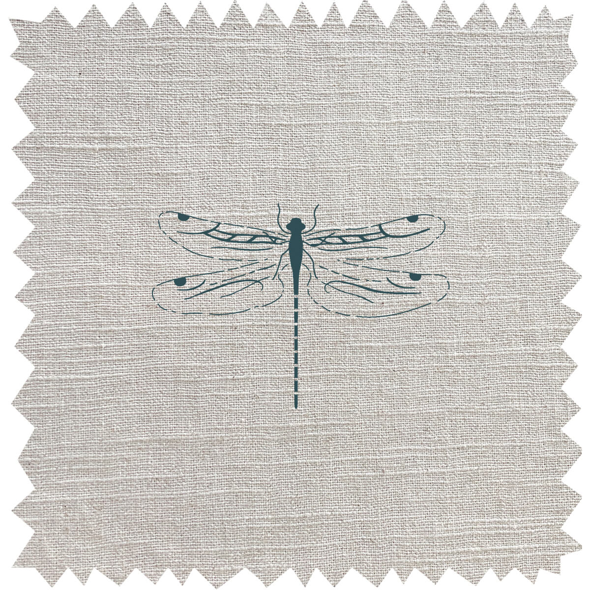 Dragonfly Teal Linen Blend Fabric by the Metre
