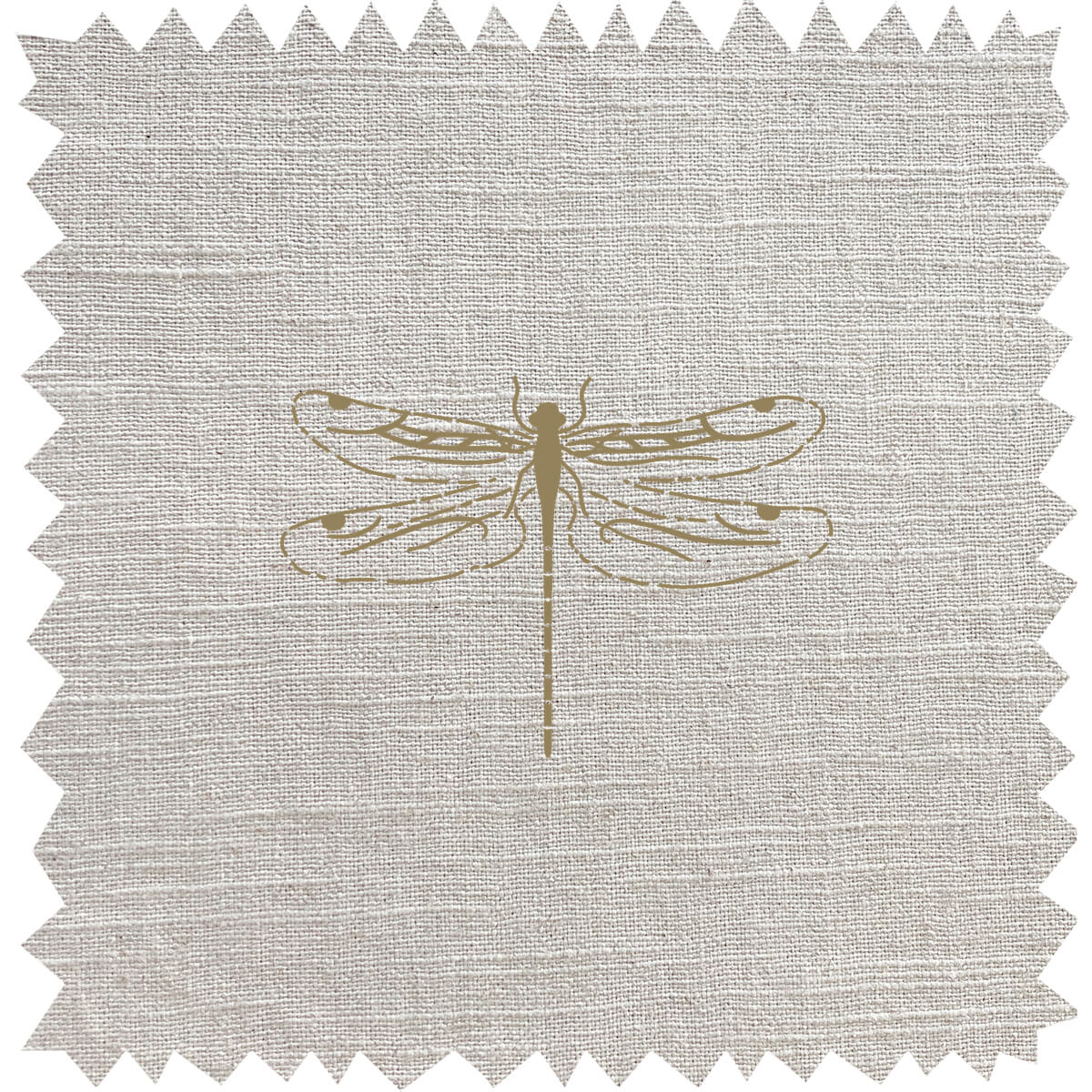 Dragonfly Neutral Gold Linen Blend Fabric By The Metre