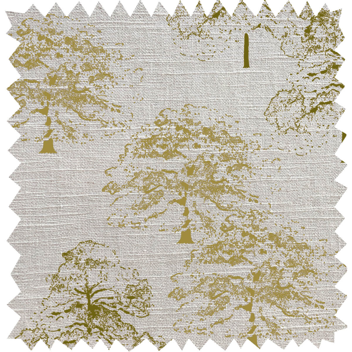 Trees Mustard Linen Blend Fabric By The Metre