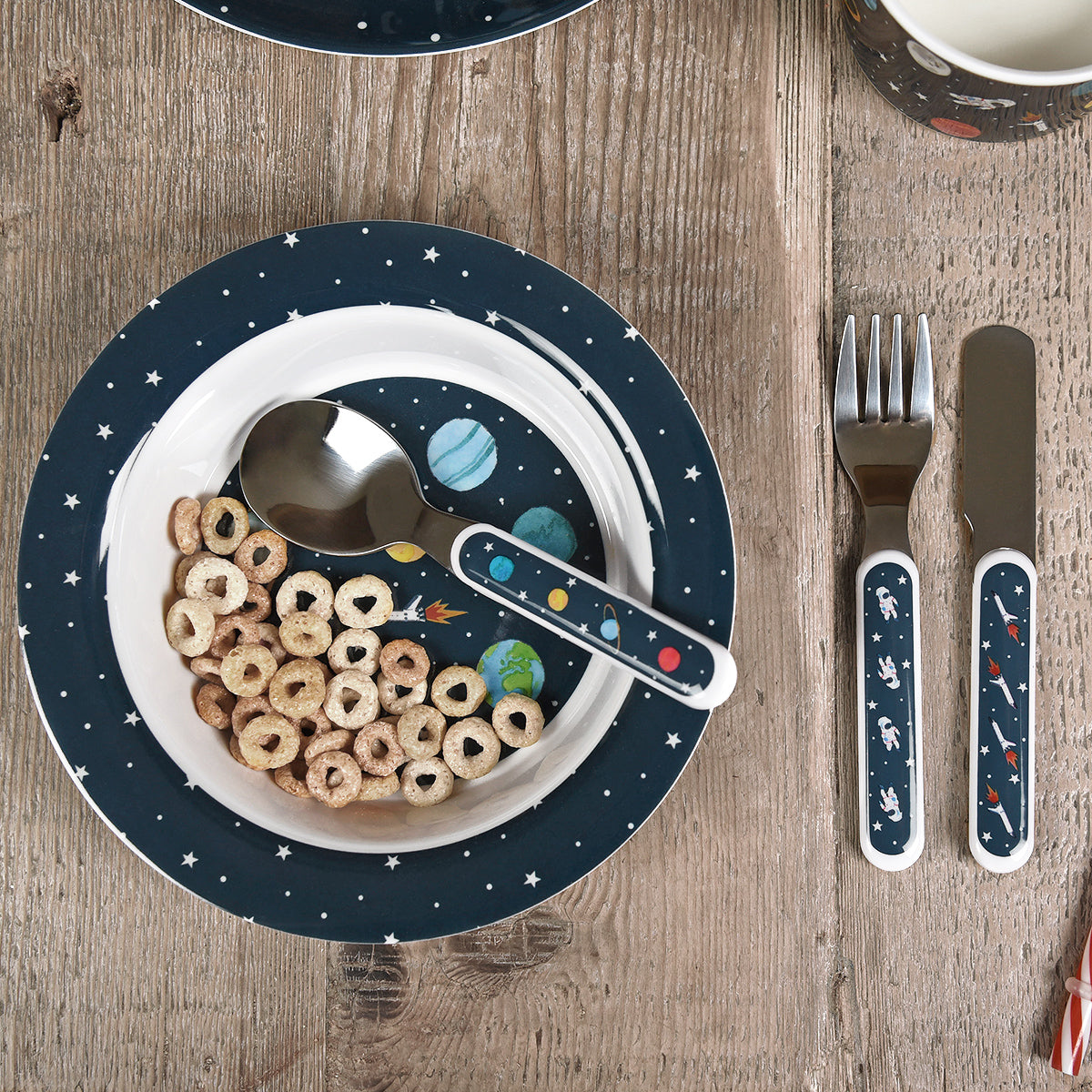 Space Childrens Melamine Cutlery Set
