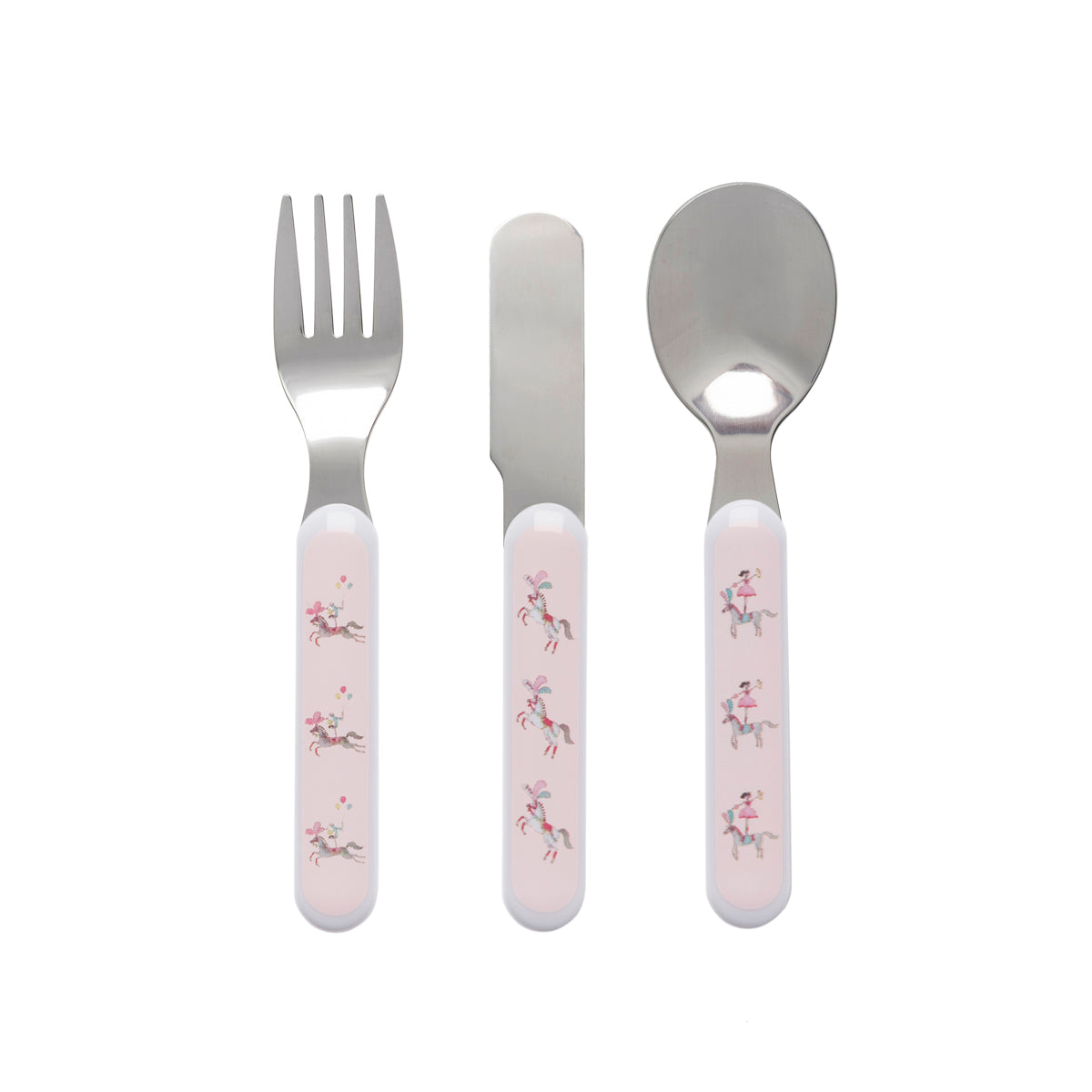 Fairground Ponies Childrens Melamine Cutlery Set by Sophie Allport