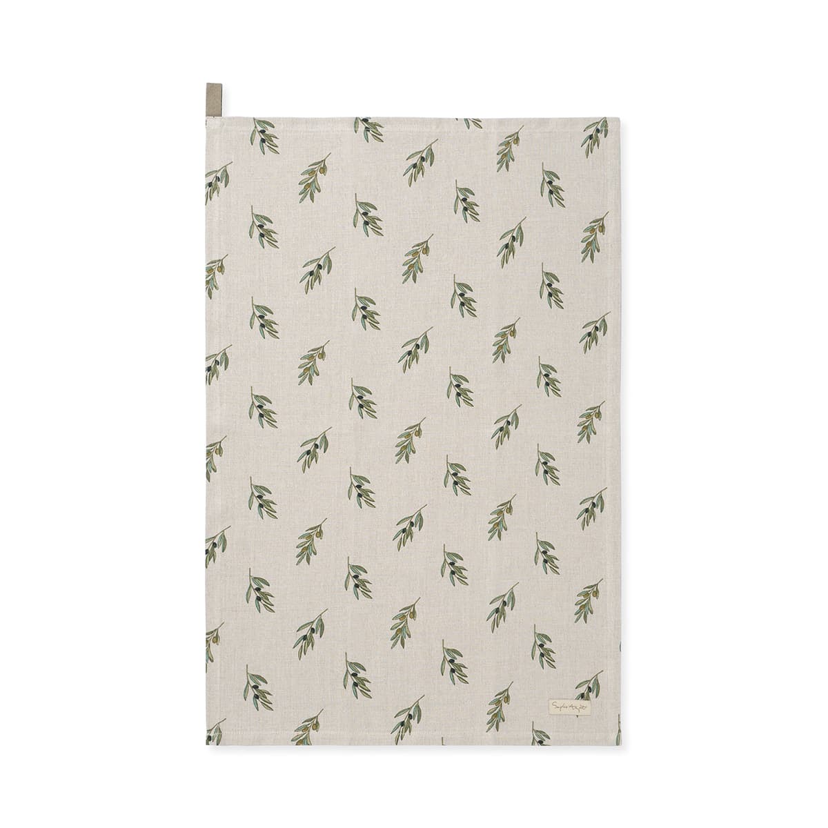 Olive Branches Linen Tea Towel