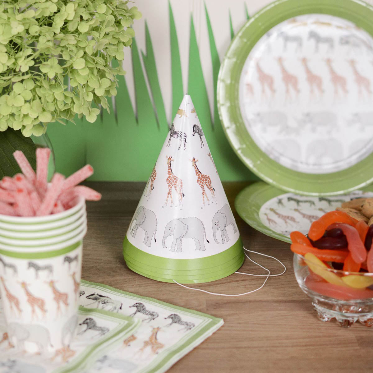 Safari Paper Cone Party Hats (Pack of 8)