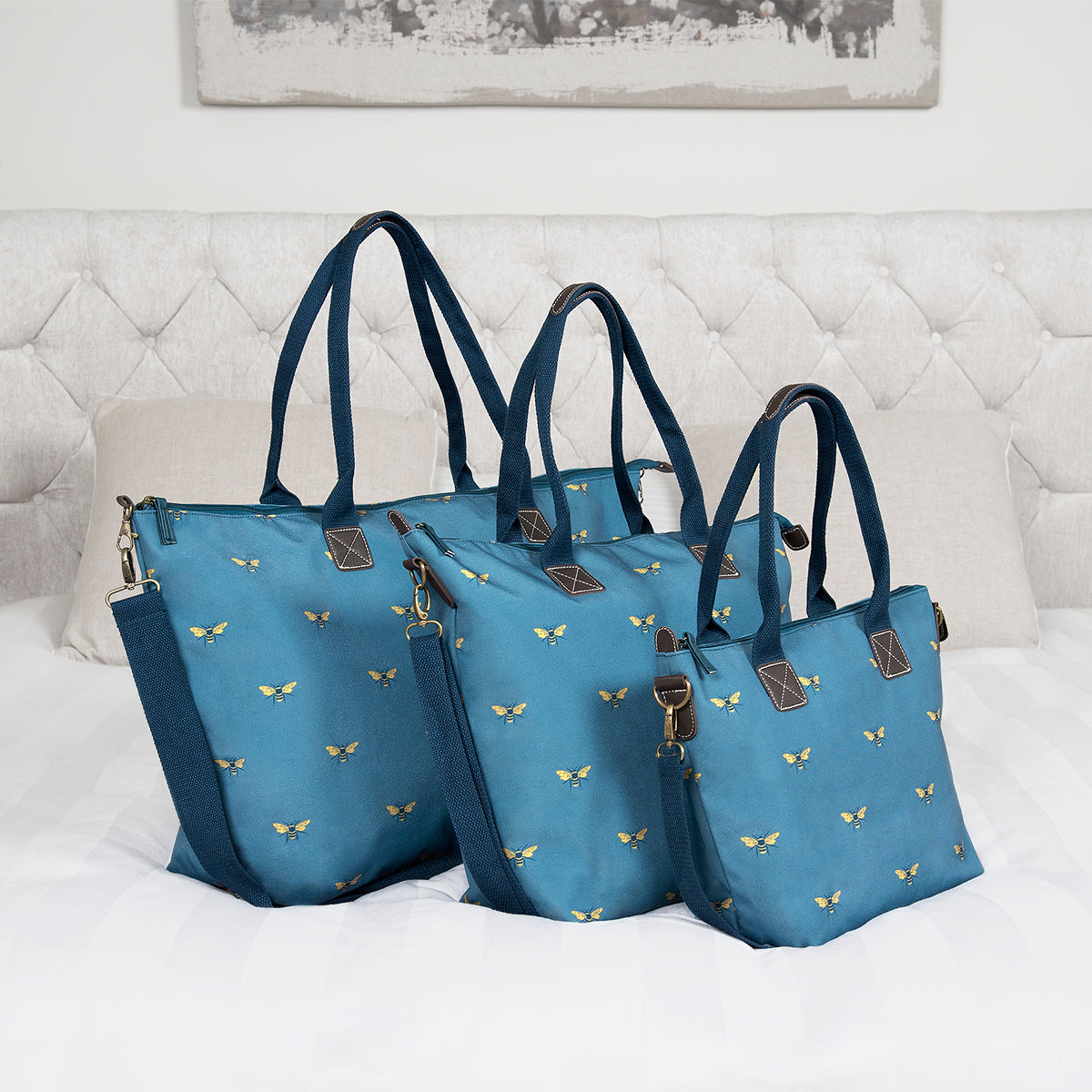 Bees Teal Weekend Oundle Bag Collection by Sophie Allport