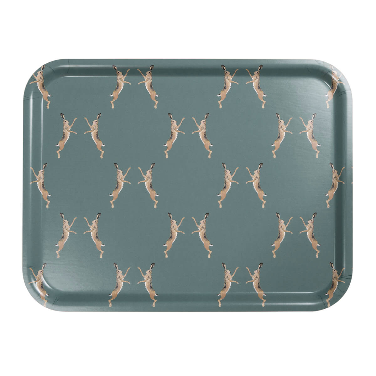 Boxing hare printed tray from Sophie Allport in a large size.